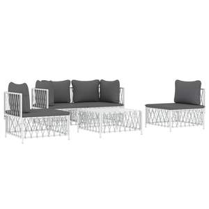 Ensemble de salon de jardin en acier blanc 5 pièces avec coussins pour la détente en plein air - Product Image 3