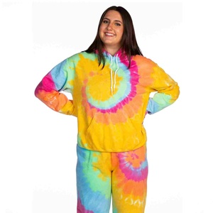 Wholesale Plus Size Women's Tie Dye Hoodie Fleece Casual Autumn Full Sleeve Hooded <b>Sweatshirt</b> Pants Matching Outfit Women Hoodie - Product Image 1