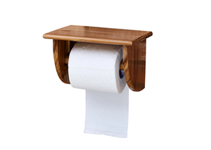 Porte-papier toilette mural rustique en bois avec étagère, support de rangement double niveau pour salle de bain - Product Image 2