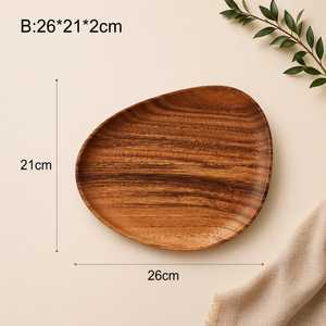 Plateau de service en bois d'acacia, assiette à dîner en bois naturel, vaisselle en bois personnalisée, assiette en bois en gros, assiette en bois faite à la main - Product Image 5