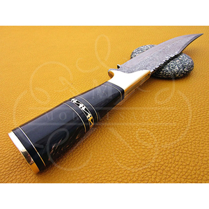 Couteau multifonction à lame fixe en acier Damas carbone fait main, manche en bois, design moderne, garantie 3 ans pour le bushcrafting - Product Image 4