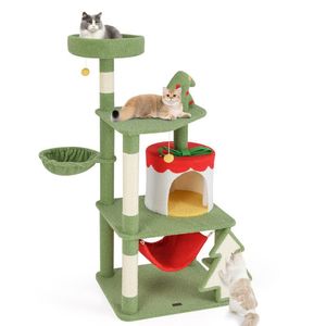 Albero di Natale per Gatti con Tiragraffi in Sisal, Cuccia Regalo, Legno Massello, Altezza Personalizzabile - Product Image 4