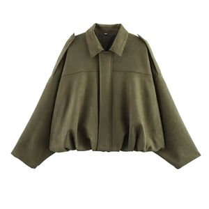 New Fashion Women's Bomber Jacket Casual <b>Long</b> Sleeve, Zipper Front, Loose Fit Cropped <b>Coat</b>, <b>Lightweight</b> Outerwear - Product Image 1