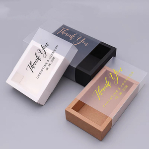 Semi-Clear Frosted PVC Sleeve Drawer <strong>Box</strong> with Custom Hot Stamp Logo for Wedding Party Gift Packaging - Product Image 1