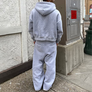 Ensemble de survêtement polaire oversize premium pour homme, épais 500 GSM, avec sweat à capuche zippé et pantalon de jogging large, deux pièces, streetwear d'hiver - Product Image 6