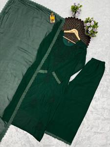 Women Traditional Maroon Cotton Salwar Kameez With Embroidery Ankle-Length Regular Fit Indian Pakistani Style Casual Wear - Product Image 5