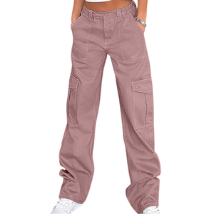 Pantalon de survêtement décontracté en coton pour femme grande taille avec taille élastique, pantalon cargo à jambes larges en spandex - Séchage rapide et respirant pour l'été - Product Image 1