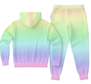 Unisex Loose Gradient Hoodie <b>Set</b> 2 Piece Tracksuit Jogger Sweatpants Casual Sweatshirt Outfit Autumn <b>Tie</b> <b>Dye</b> Breathable Fleece - Product Image 2