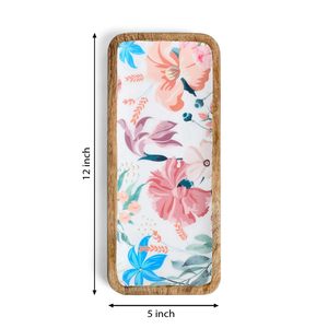 Restaurant Server <b>Top</b> Notch Wooden Floral Printed Rectangular Platter Handcrafted Exclusive Design <b>Decorative</b> for Home Usage - Product Image 2