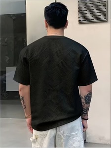 เสื้อยืดคอตตอนเนื้อพรีเมียมผู้ชาย ลายนูน แขนสั้น สไตล์ลำลอง ทรงเข้ารูป แฟชั่น - Product Image 6