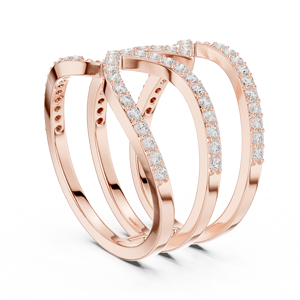 Luxury Rose <b>Gold</b> Pavé Lab Grown Diamond Crossover <b>Cocktail</b> <b>Ring</b> Fine Jewelry Gift for Women - Product Image 1