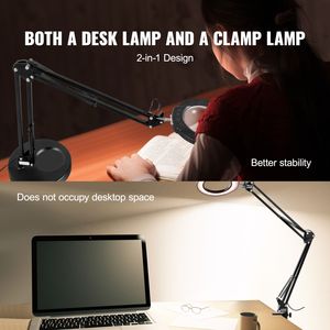 Loupe grossissante 5X avec support lumineux, lentille en verre de 4,3 pouces, loupe de bureau réglable de 64 pouces avec lumière, base à pince 2-en-1, grossissement 3x - Product Image 6