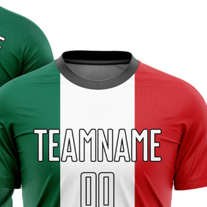 Maillot de football rouge, blanc et vert pour homme, manches courtes, léger, respirant, pour l'entraînement sportif et les tenues d'équipe - Product Image 2