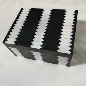 Caja de Almacenamiento Contemporánea con Incrustaciones de Resina en Zigzag, Caja Decorativa de Madera Hecha a Mano con Patrón para Joyería, Accesorios de Escritorio y Café - Product Image 6
