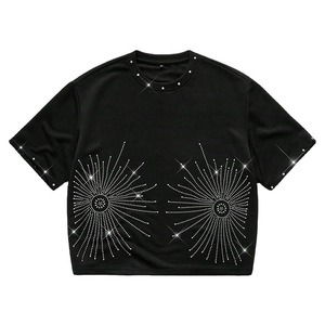Camiseta Gráfica con Pedrería para Hombre, Diseño Brillante, Suave y Transpirable, para Moda Casual, Fiestas y Uso Diario - Product Image 1