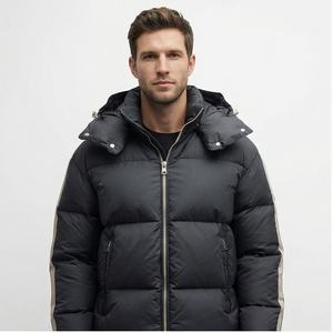 Oem personalizado impreso al aire libre acolchado burbuja cálido invierno hombres Puffer chaqueta de alta calidad con capucha cuello largo chaqueta de moda pato - Product Image 1
