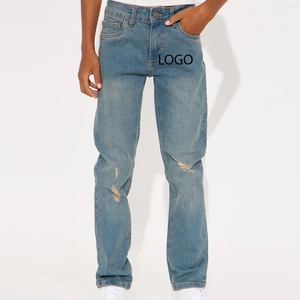 Pantalon en jean décontracté pour garçons, style urbain, avec poches, personnalisable avec logo, collection 2026, vente en gros, prix abordable - Product Image 1