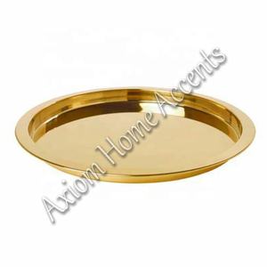 Axiom Home Accents Bandeja de latón hecha a mano Acabado suave Bandeja de ajuste de mesa de Navidad para servir Artesanía decorativa de metal - Product Image 5