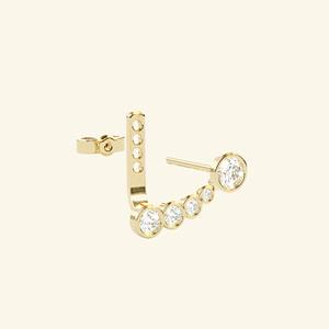 14K Gold Lab Grown Diamond Ear Jacket Stud Earring Set Adjustable Minimalist <b>Wedding</b> Elegant Jewelry for Women <b>Gift</b> - Product Image 3