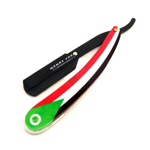 OEM ODM Professional Straight Barber Razor Black <b>Swing</b> Lock Stainless Steel Shaving Razor with Flag Paper Coated Handle for - Product Image 1