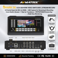 AVMATRIX SHARK S6 Commutateur vidéo 6 canaux SDI HDMI, enregistrement RTMP SRT, mixeur vidéo en direct pour studio virtuel, église, événement en direct