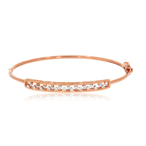 14K Rose Gold Diamond <b>Bangle</b> <b>Bracelet</b> for Women | Path of Radiance Embellished Diamond Kada <b>Bracelet</b> | Certified Real Diamond Ev - Product Image 1