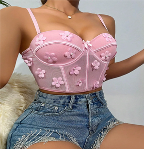 Soutien-gorge Corset Crop Top Push-up Sans Coutures Respirant à Motifs Floraux Tendance pour Femmes Grandes Tailles Amoureuses de la Mode Sexy - Product Image 4