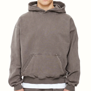 เสื้อฮู้ดดี้ทรงหลวม หนัก ผ้าฝ้าย 100% แบบครอป ทรงบ็อกซี่ หนา สำหรับผู้ชายและผู้หญิง ผ้าเฟรนช์เทอร์รี่ ทรงโอเวอร์ไซส์ สไตล์วินเทจ รุ่นใหม่ - Product Image 1