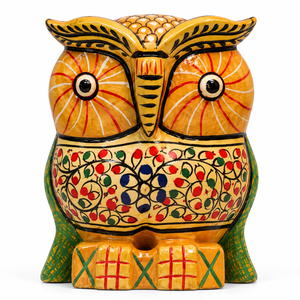Figura de Búho Colorida Hecha a Mano en Madera |   Estatua de Animal Pintada a Mano Tradicional para Decoración de Mesa de Boda - Product Image 3