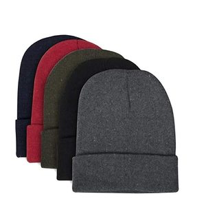 Gorro Unisex de Color Sólido, 100% Acrílico, Cálido para Invierno, Gorro de Punto Informal para Adultos, 56-58CM, Gris, Rojo, Verde, Negro - Product Image 1