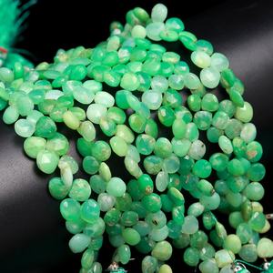 Chrysoprase Faceted Beads Necklace Natural Chrysoprase Heart Shape Gemstone Loose Beads 7mm <b>Bracelet</b> Necklace Jewelry Making - Product Image 1