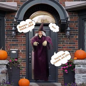 Halloween Hanging Life-Sized Talking Witch Decorations Red-Eyed Horror Glow-in-the-Dark Witch - Product Image 6
