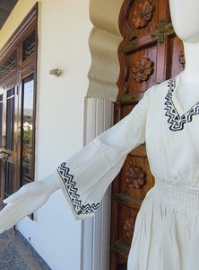 Vestido Boho de Algodón Estampado para Mujer, Corte Imperio, Cuello en V, Largo hasta la Rodilla, Estilo Casual de Verano para Playa, con Patrón Geométrico, ODM - Product Image 5