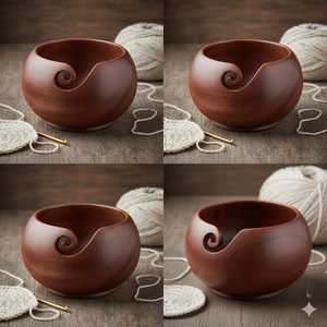 ชามใส่ไหมพรมไม้ทำมือพร้อมลายฉลุแบบเกลียว ที่วางอุปกรณ์ถักโครเชต์ - Product Image 6