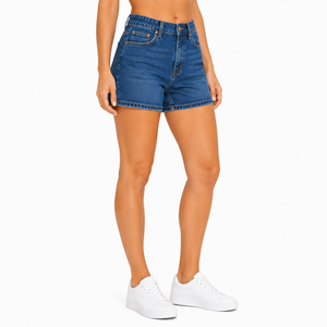 Women's High Waisted Denim <b>Shorts</b> Light Wash Solid Pattern Casual Summer Wear 100% Cotton Regular Fit Straight-leg Style - Product Image 5