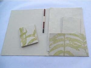 100 % Hemp Fiber Paper Cream Color Fancy A4 Folder Given Fresh & Real Natural Leaves Impressions All Around Stationery Set - Product Image 2