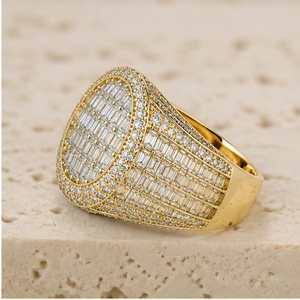 Men's SHRAMAN DIAMOND Luxury Iced 925 Sterling Silver Gold Plated Prong Setting Baguette Moissanite Hip Hop Rapper <b>Custom</b> <b>Rings</b> - Product Image 4