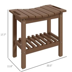 Panca contenitore marrone con tavolino laterale, utilizzabile come tavolino da caffè da esterno o panca per doccia - Product Image 5