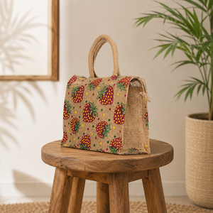 Bolsa de Compras de Yute a la Moda |   Bolsa de Transporte Reutilizable Multiusos con Cierre de Cremallera y Asas Resistentes, Ecológica para Uso Diario - Product Image 4