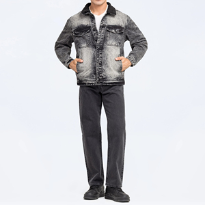 Quality Casual Embroidered Windproof Oversized Drop Shoulder Denim <b>Jeans</b> <b>Jacket</b> for Men Distressed <b>Black</b> 100% Cotton Winter - Product Image 2