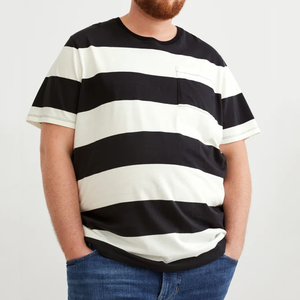 High Quality Striped <b>Tshirt</b> Men Oversized Custom Design OEM Black and <b>White</b> Striped t Shirt - Product Image 1