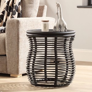Decorative <b>black</b> coffee <b>table</b> handcrafted rattan <b>tables</b> small space organising & decoration - Product Image 4