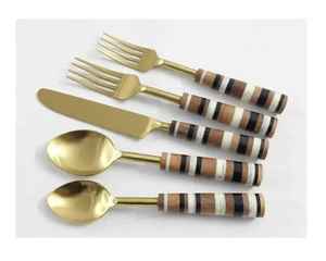 Ensemble de cuillères à salade en acier inoxydable au design exceptionnel, couleur or, lavable au lave-vaisselle, pour la cuisine, les hôtels, les maisons, qualité d'exportation, vente en gros - Product Image 1