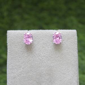 Pendientes de Zafiro Rosa Ovalados en Plata de Ley 925, Piedra de Nacimiento de Septiembre, Joyería Vintage Elegante, Regalo para Mujer, Fiesta - Product Image 5