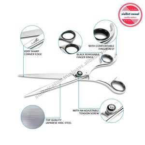 Tijeras rectas de acero inoxidable para mascotas, hechas de maquinilla de afeitar afilada, 440c, japonés, 7,5 pulgadas, borde convexo - Product Image 2