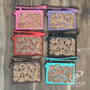 Monedero de Cuero Genuino con Diseño Floral, Cierre de Cremallera, para Tarjetas de Crédito, Mini, Unisex, Elegante, Venta Caliente 2026 - Product Image 1
