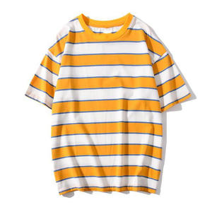 T-shirt en coton rayé pour homme avec logo personnalisé, respirant, manches courtes, col rond, style décontracté, t-shirt rayé pour l'été - Product Image 6