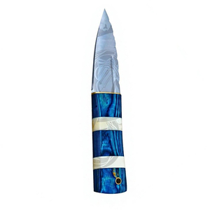 Cuchillo de hoja fija de acero de Damasco de grado industrial, diseño vikingo, con punta de lanza y grabado láser, OEM personalizado - Product Image 3