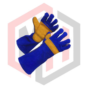 ถุงมือเชื่อมหนังเสริมแรงสีน้ำเงิน ถุงมือป้องกันเต็มรูปแบบ ยืดหยุ่น ระบายอากาศได้ดี ทนต่อการฉีกขาด ทนต่อการสึกหรอ ทนความร้อน - Product Image 2