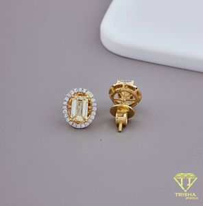 Fancy Yellow Diamond <b>Stud</b> Earrings Oval Shape Moissanite Diamond Earrings For Wedding Jewelry - Product Image 2